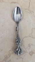 Vintage Metal Silver Tone Small Spoon Lapel Pin Brooch Embossed Pattern 2 1/4&quot; - £5.49 GBP