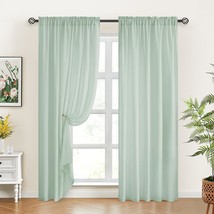 Homeideas Non-See-Through Sage Green Privacy Sheer Curtains 52 X 84 Inches Long - £29.16 GBP