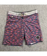 Salty Crew Board Shorts Men&#39;s 32 Red Sharks Polyester Blend Drawstring - $22.32 CAD