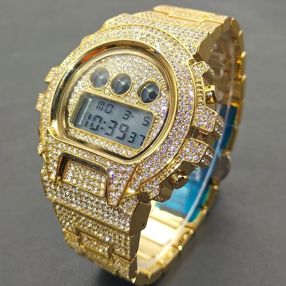 Men Wristwatches Fashion Iced Out Diamond Male Electronic Clocks Exquisi... - $80.07