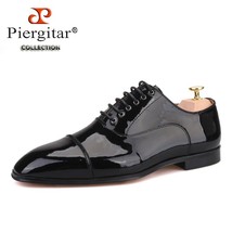 Piergitar 2021 Handmade Black Parent Leather Men Dress Shoes Wedding and Banquet - £212.86 GBP