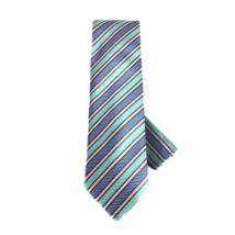 Barcelona Cravatte Men&#39;s Tie &amp; Hanky Teal Royal Blue Navy Orange White Striped - £16.23 GBP
