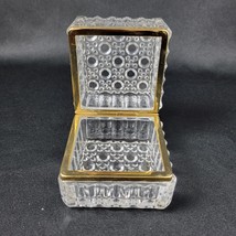 Antique Vintage 20th C. French Crystal Casket Jewelry Box Gilt Hinged Square - £163.31 GBP