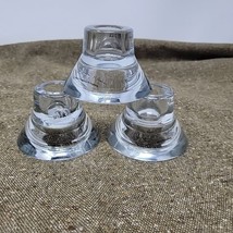 Vintage IKEA Clear Glass 2 Way Candle Holders Lot 3 K&M Hagberg With Sticker 2" - £8.85 GBP