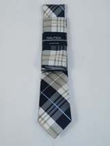 Men's  Nautica Tie and Hankie Set Woven Silky Feel #Nautica-6 Beige Blue image 4