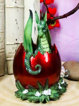 Ebros Amy Brown Holiday Green Mischief Dragon Hiding Red Egg Ornament Fi... - $33.99