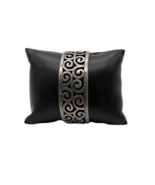 Vintage silver tone thick metal curly queue patterned openwork cuff brac... - $27.22 CAD