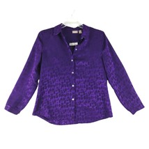 CHICO&#39;S 2-pc Purple Animal Button Print Shirt &amp; Easywear Tank Top Women&#39;s Sz 1 M - £19.34 GBP