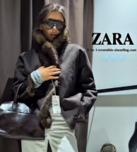 ZARA BNWT 2025. DARK BROWN REVERSIBLE DOUBLE FACED FAUX FUR JACKET. 3046... - $144.47