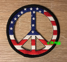 PEACE SIGN PATCH peace symbol usa hippie vest jacket vintage americana r... - £4.70 GBP