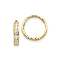 Finest Gold 3 x 12 mm 14K Yellow Gold Madi K Cubic Zirconia Childrens Hi... - $138.90