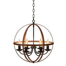 6-Light Orb Chandelier Rustic Vintage Ceiling Lamp w/Bronze Finish Light Fixture - £114.68 GBP