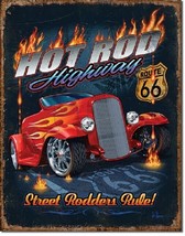 Hot Rod Highway Rods Route 66 Retro Vintage Garage Muscle Car Wall Decor... - $15.83