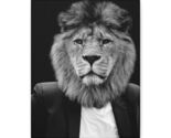 Lion Suit Canvas Print, Modern Animal Portrait, Quirky Home Decor - $50.34