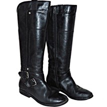 Marc Fisher Artful Fine Black Leather Equestrian Motorcycle Riding Boots 7 - $69.99