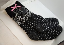 Cuddl Duds Women&#39;s Double Layer Plush Lounge SlipperNon Slip Socks Black... - $18.70