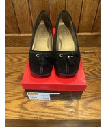 Talbots Black Gretta2 Suede Leather Wedge Heel Tassel Shoes Women&#39;s 6 1/2M - $477.83 MXN