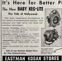 Baby Keg Lite Photo Lighting Eastman Kodak 1939 Advertisement Photography DWKK11 - £15.71 GBP