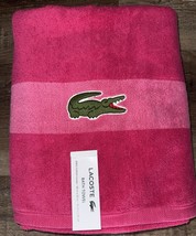 Lacoste ~ Hot Pink Bath Towel 100% Cotton 30&quot; x 52&quot; Big Crocodile Logo (A) - $32.66