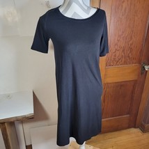 Womans Pure Jill Black Scoop Neck Shift Dress Knit Short Sleeve Size XS - £23.82 GBP