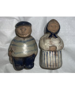 Vtg  Couple Fisherman Wife Figures Pottery Stoneware Ceramic SWEDEN - £38.65 GBP