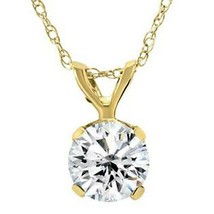 1.15 Ct Round Brilliant Solid 14k White Gold Over Solitaire Pendant 18&quot; Necklace - £60.22 GBP
