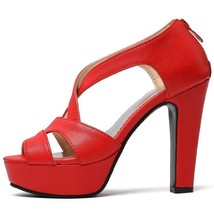 Zapatos Mujer Peep Toe Cuero Baile Bombas Sandalias Plataforma Señoras Tacones - £52.08 GBP