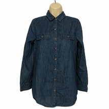 BP Womens Denim Button Down Shirt Top Size Small Blue Pockets - £21.07 GBP