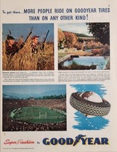 1951 Print Ad Goodyear Tires Duck Hunters &amp; Rose Bowl Football Pasadena,CA - $21.37