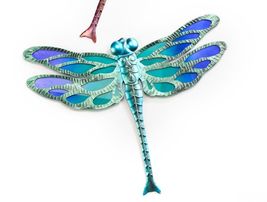 Large Dragonfly Wall Plaque with Ombre Glass Panels Metal Wing Cut Outs 20" Wide image 3