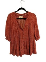 Anthropologie Holding Horses Womens Top Pavin Tunic Rust Orange Pockets Sz Xsp - £13.03 GBP