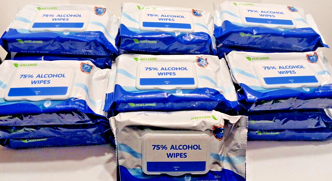 75% Alcohol Wipes, Sanitary/Disinfectant Wet Wipes, Multi Use, 24 Pack of 50 Ct