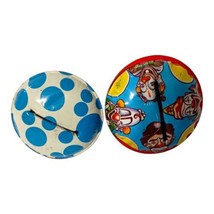 New Years Eve Tin Noisemakers US Metal Toy Party Clowns Polka Dots Litho Vintage - £11.66 GBP