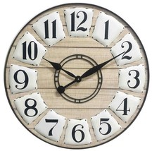24" Circle Black and White Wood Analog Wall Clock - $2,594.56 MXN