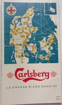 Vintage Carlsberg  La Grande Biere Danoise Denmark Map Brochure - £2.98 GBP