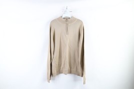Vtg LL Bean Mens Large Faded Blank Pima Cotton Knit Half Zip Pullover Sweater - £35.68 GBP