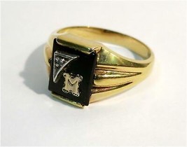 Men&#39;s Goldplated Sterling with CZ Monogramed &quot;M&quot; Signet Ring Size 11.5 - $71.67