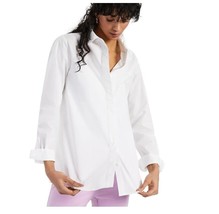 Alfani Womens S Bright White Button Up Long Sleeve Dress Shirt Top NWT BG45 - £19.12 GBP