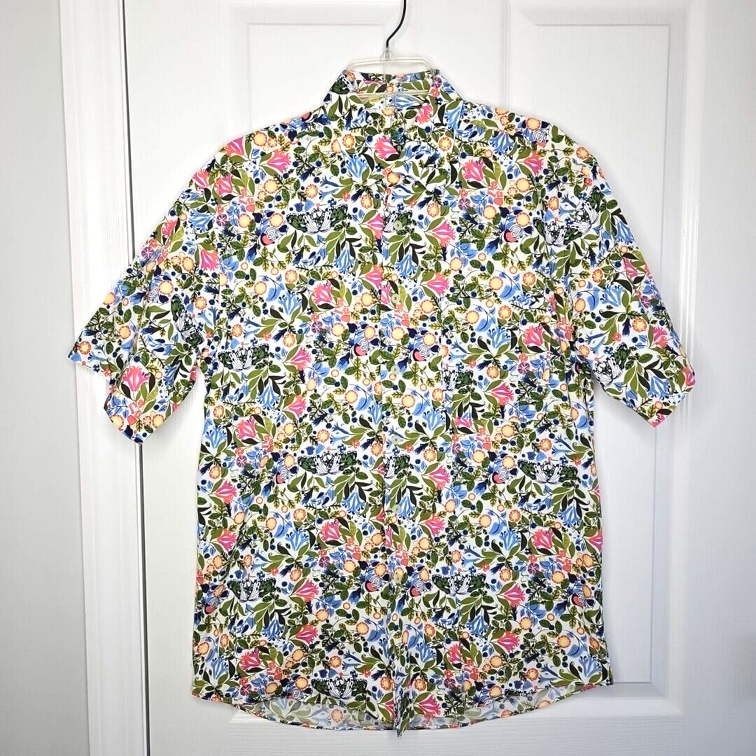 Primary image for Alan Flusser Button Down Shirt M Colorful Floral Butterfly Cotton Short Sleeve