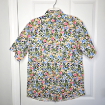 Alan Flusser Button Down Shirt M Colorful Floral Butterfly Cotton Short Sleeve - £32.28 GBP