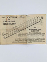 Original Vintage Slide Rule Instructions: Mannheim Type Slide Rule 8pgs Undated - £10.06 GBP