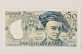 1986 France 50 Franc Banknote / Almost Uncirculated (AU) / De La Tour / ... - $49.50