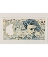 1986 France 50 Franc Banknote / Almost Uncirculated (AU) / De La Tour / ... - $940.83 MXN
