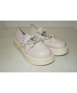 Beige Taupe Platform Patent Leather Tan Loafers Bow Buckle Size 7.5 EU 40 - $40.60 CAD