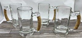 Vintage Set Of 4 Carl Auböck ? Mug Glasses w/ Rattan Cane Handle MCM - $69.99