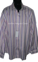 NWT ROBERT GRAHAM Size-17 dress shirt with sheen broken stripe contrast cuffs - £68.40 GBP