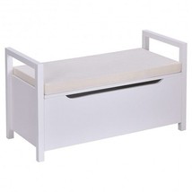34.5 15.5 19.5 Inch Shoe Storage Bench with Cushion Seat for Entryway-White - Co - £75.22 GBP