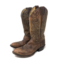 Justin Leather Buck 13&quot; Western Boots Mens Sz 8.5 D Cowboy Bay Apache Brown READ - £38.89 GBP