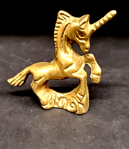 Vintage Solid Brass Unicorn Mystical Horse Shape Figurine Statue 2 1/2&quot; Tall - £15.81 GBP