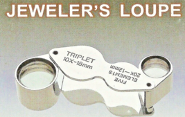 10X + 20X power DUAL Jewelers 2in 1 JEWELERS LOUPE Triplet TWIN MAGNIFYI... - $30.01
